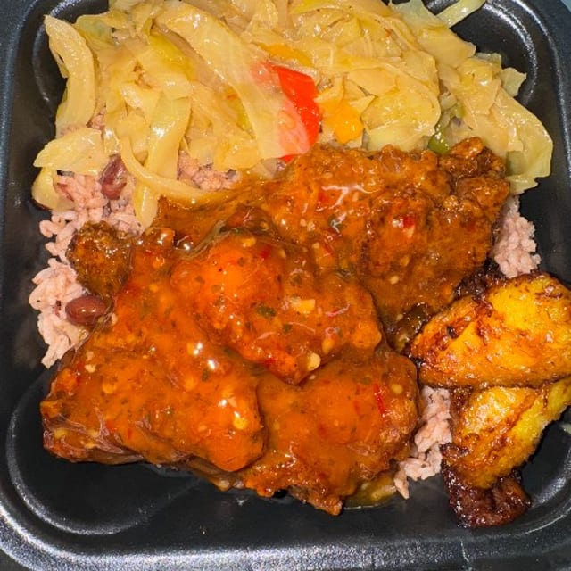 Sweet Chilli Mango Glazed Fried Chicken Meal.