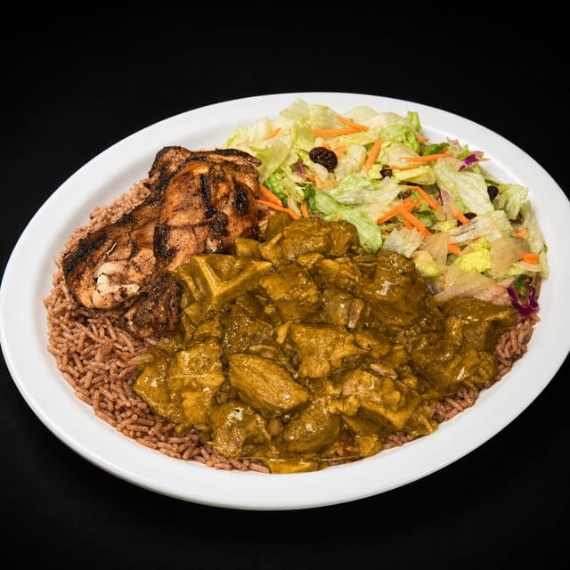Curry Goat Combination Meal.