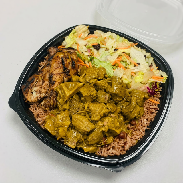 Curry Goat Combination Meal.